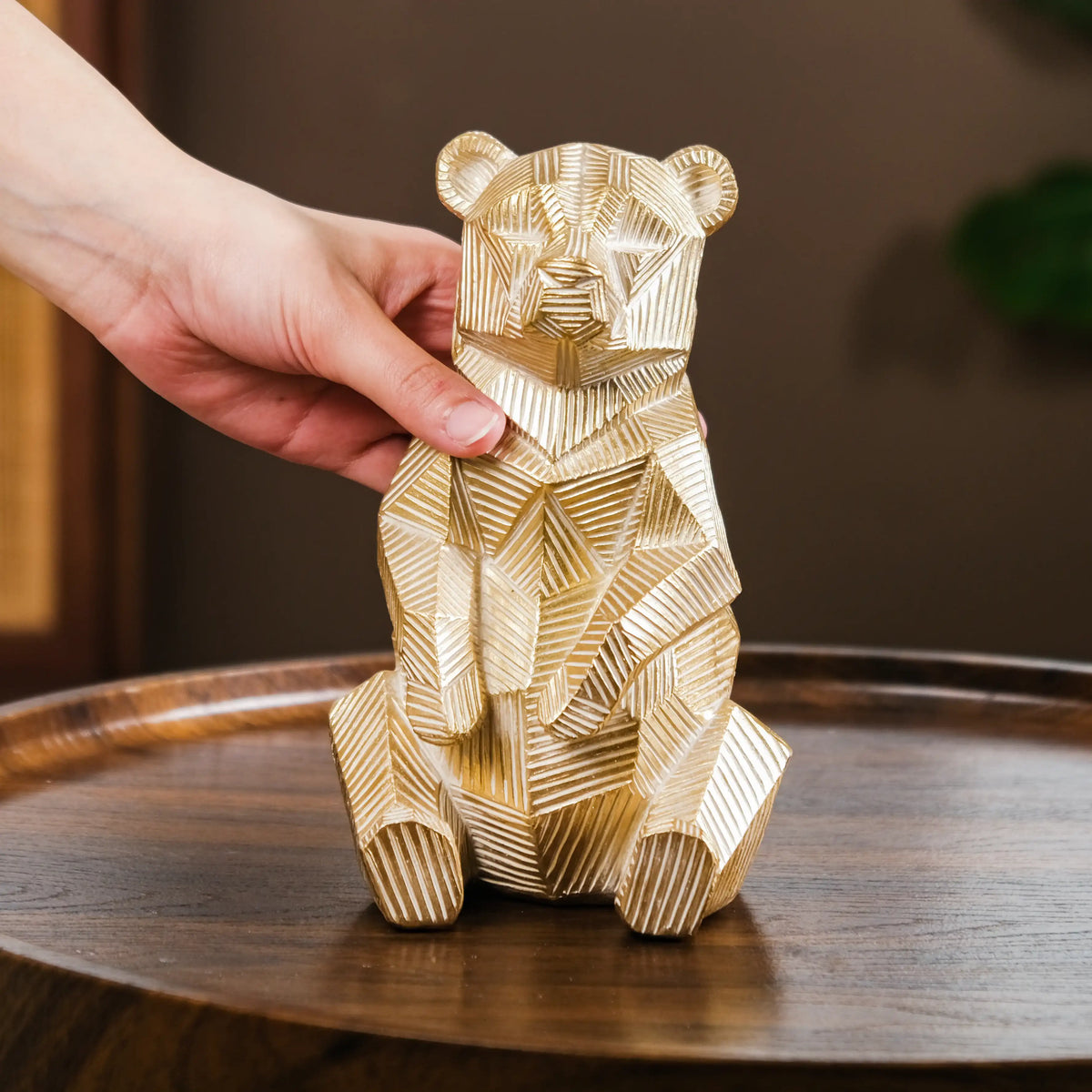 Gold Accent Bear Statue