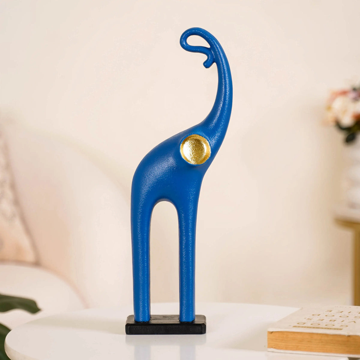 Sleek Elephant Figurine For Decor Blue