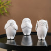 Minimalist Wise Owls Showpiece White Set Of 3